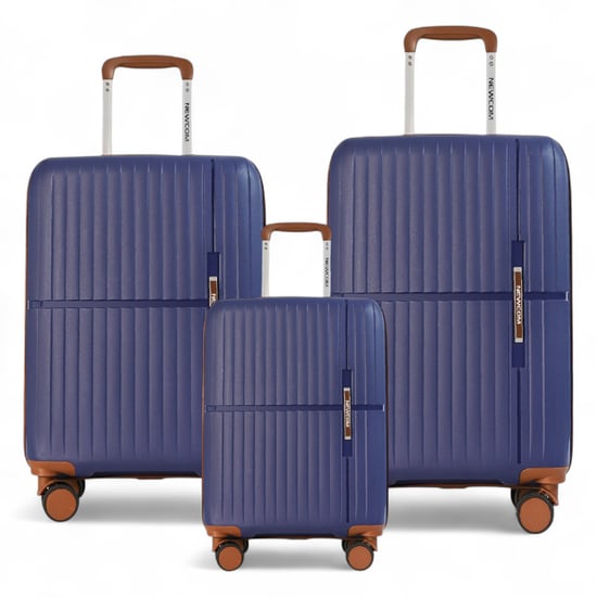 Hartschalenkoffer Marineblau Robustes Kofferset 8 Rollen Handgepäck Urlaub Reisekoffer - Image 1
