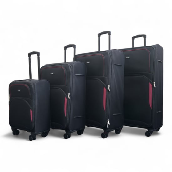 Erweiterbarer weicher schwarzer 8-Rad-Leichtkoffer, Reisetaschen, 4er-Set - Image 1