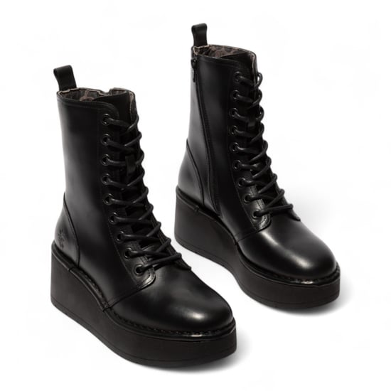 Fly London Damen HAIT273 Ankle Boots aus Leder mit Schnürung und dicker Plateausohle, Schwarz - Image 3