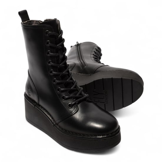 Fly London Damen HAIT273 Ankle Boots aus Leder mit Schnürung und dicker Plateausohle, Schwarz - Image 5