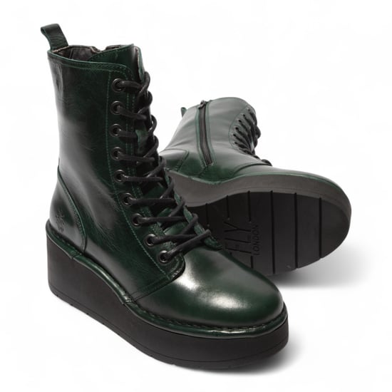 Fly London Damen HAIT273 Stiefeletten aus Leder mit Schnürung und klobiger Plateausohle, Petrolgrün - Image 5