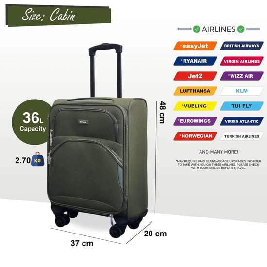 Weichschalen-Kabinenkoffer, 48 x 37 x 20 cm, sicherer Reisegepäckkoffer, passend für Easyjet, Ryanair - Image 2