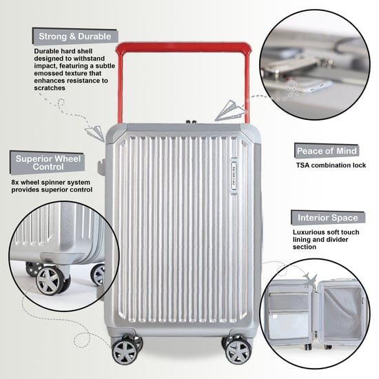 Hartschalenkoffer in Silber von Rimowa inspiriert, TSA-Kabinengepäck, langlebiger Spinner-Koffer - Image 3