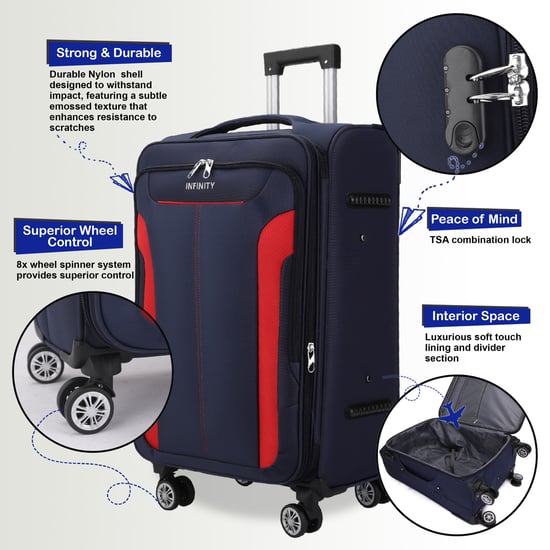 Weicher Kabinenkoffer 36,5 x 23,5 x 58 cm Nylon 900D Passend für Easyjet, Ryanair, Wizzair Integriertes Schloss - Image 3