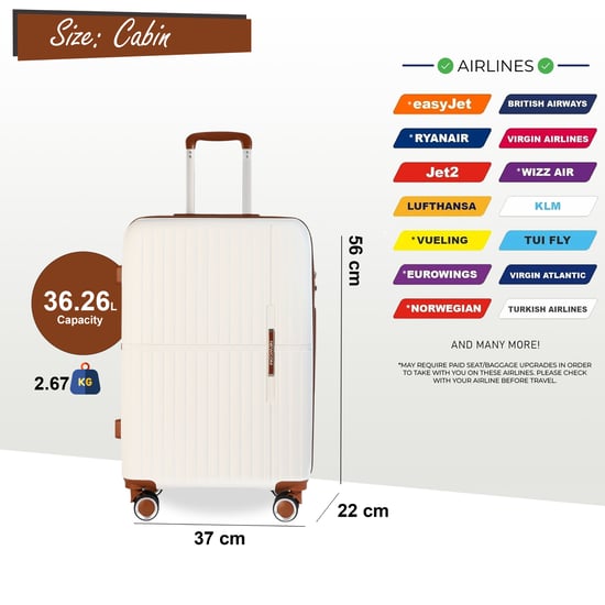 Hartschalen-Kabinenkoffer 37 x 22 x 56 cm PP Gepäckkoffer Passend für Easyjet, Ryanair - Image 2