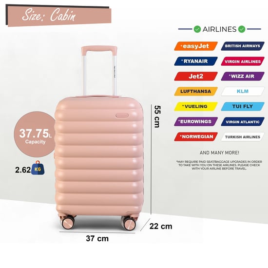 Hartschalen-Kabinenkoffer, 37 x 22 x 55 cm, Rosa, TSA-sicher, geeignet für Easyjet, Ryanair - Image 2