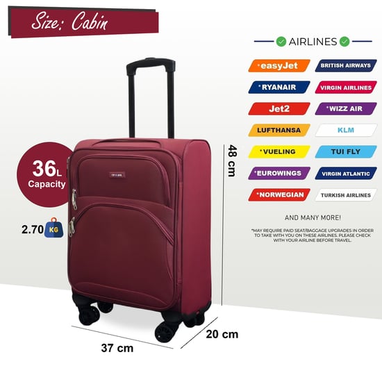 Weichschalen-Kabinenkoffer, 48 x 37 x 20 cm, sicherer Reisegepäckkoffer, passend für Easyjet, Ryanair - Image 2