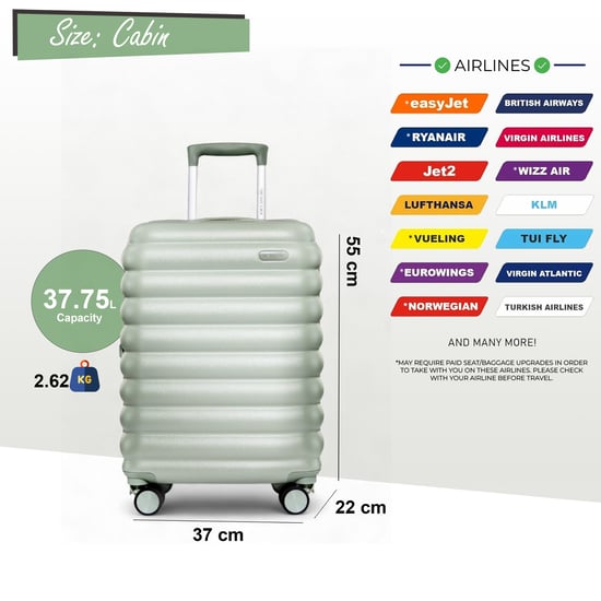 Hartschalen-Kabinenkoffer, 37 x 22 x 55 cm, Grün, TSA-sicher, geeignet für Easyjet, Ryanair - Image 2