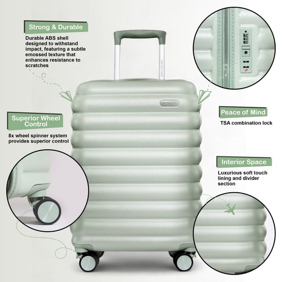 Hartschalen-Kabinenkoffer, 37 x 22 x 55 cm, Grün, TSA-sicher, geeignet für Easyjet, Ryanair - Image 3
