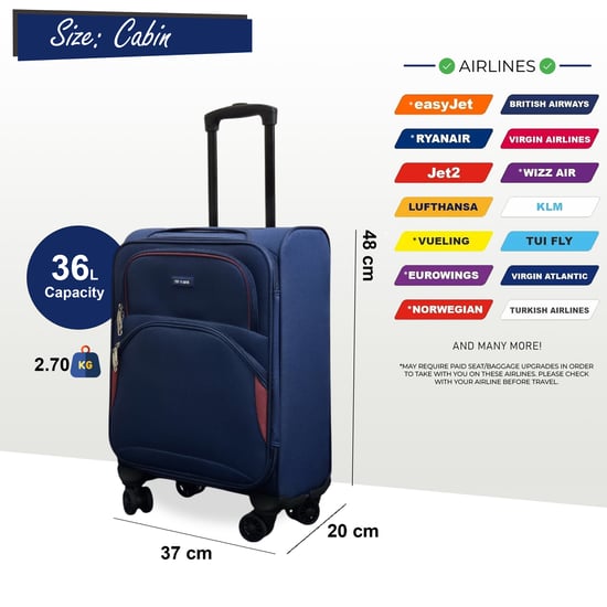 Weichschalen-Kabinenkoffer, 48 x 37 x 20 cm, sicherer Reisegepäckkoffer, passend für Easyjet, Ryanair - Image 2