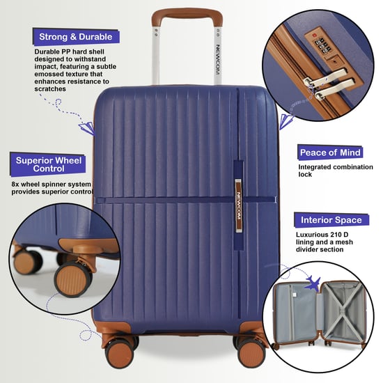 Hartschalen-Kabinenkoffer 37 x 22 x 56 cm PP Gepäckkoffer Passend für Easyjet, Ryanair - Image 3
