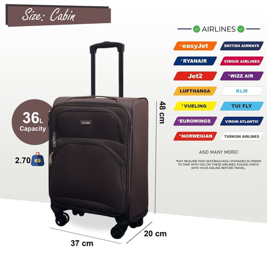 Weichschalen-Kabinenkoffer, 48 x 37 x 20 cm, sicherer Reisegepäckkoffer, passend für Easyjet, Ryanair - Image 2