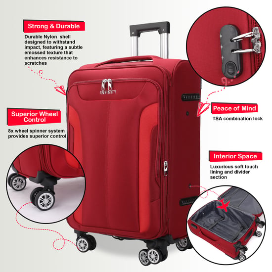 Weicher Kabinenkoffer 36,5 x 23,5 x 58 cm Nylon 900D Passend für Easyjet, Ryanair, Wizzair Integriertes Schloss - Image 3