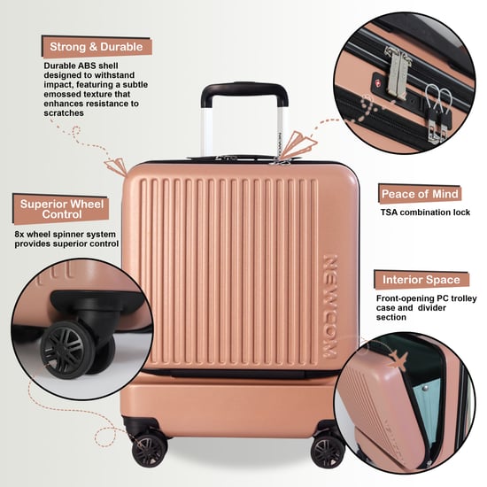Robuster EasyJet Ryanair Handgepäck-Reisekoffer, 39 x 26 x 51,5 cm, Rosa, vorne offen - Image 3