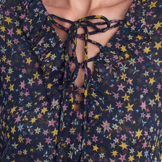 Langes Damenkleid mit Schleifenausschnitt und Rüschen WJCF0402F - Image 2