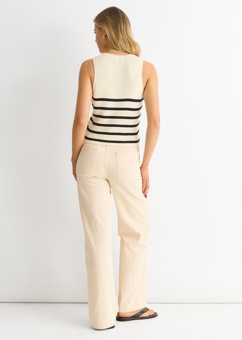 Monostreifen Strickweste mit Taille - Image 4