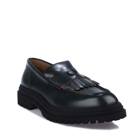 Herren Fred Perry Leder Slipper in Grün - Image 2