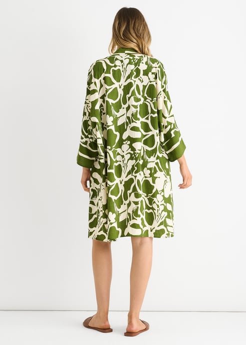 Schwarzer Sommerrand bedruckter Strand Kimono - Image 4