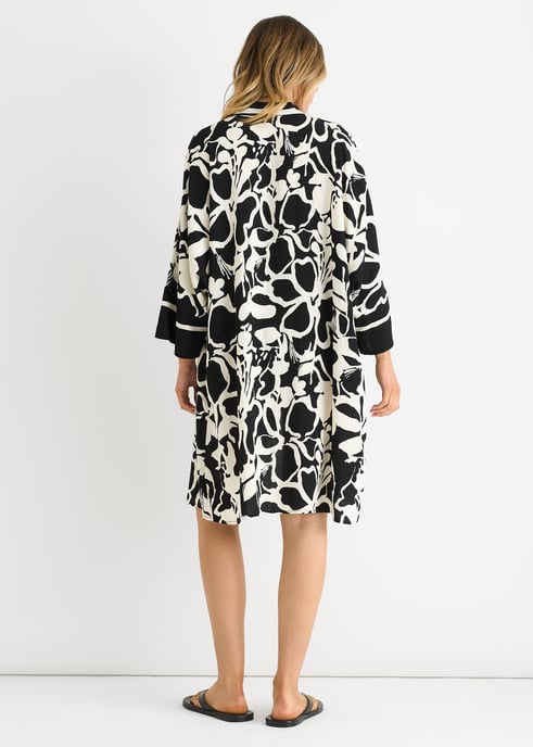 Schwarzer Sommerrand bedruckter Strand Kimono - Image 4