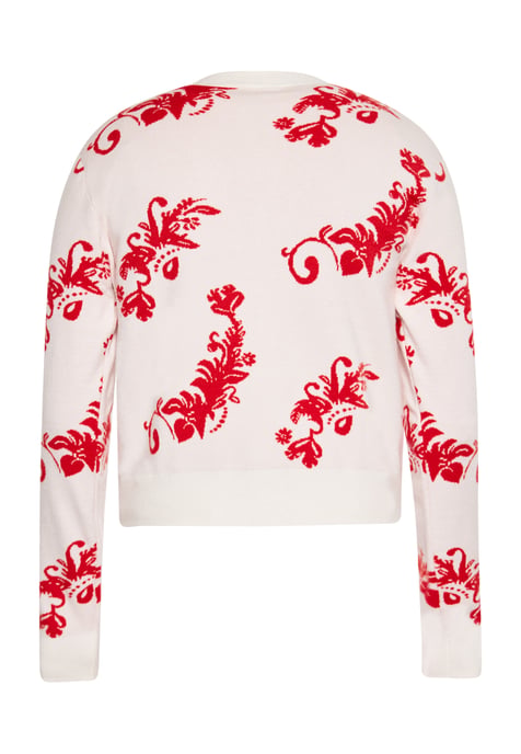 Mymo Strickjacke Frauen Wollweiss Rot - Image 2