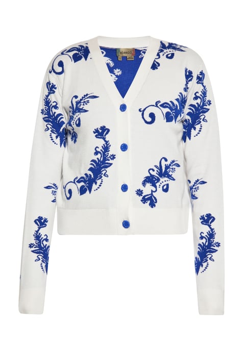 Mymo Strickjacke Frauen Wollweiss Blau - Image 1