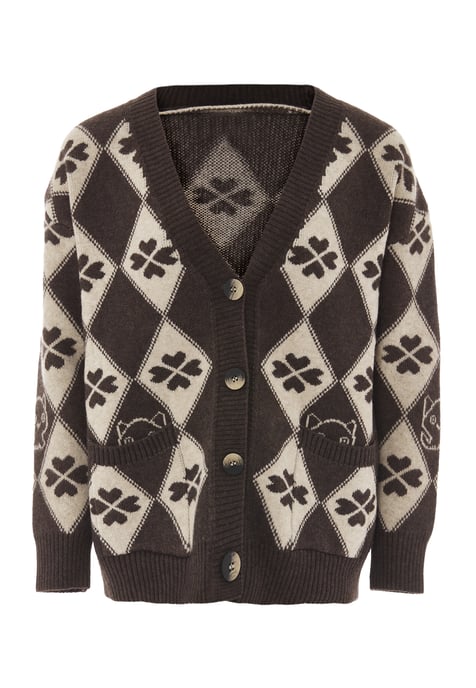 Mymo Strickjacke Frauen taupe/wollweiß - Image 1