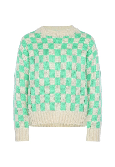 Mymo Pullover Frauen MINT WEISS KARIERT - Image 1