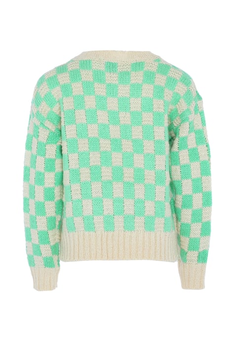 Mymo Pullover Frauen MINT WEISS KARIERT - Image 2