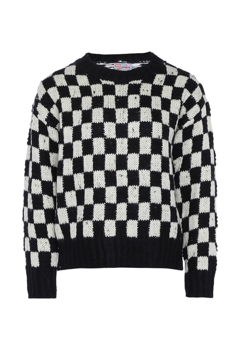 Mymo Pullover Frauen WEISS SCHWARZ KARIERT - Image 1