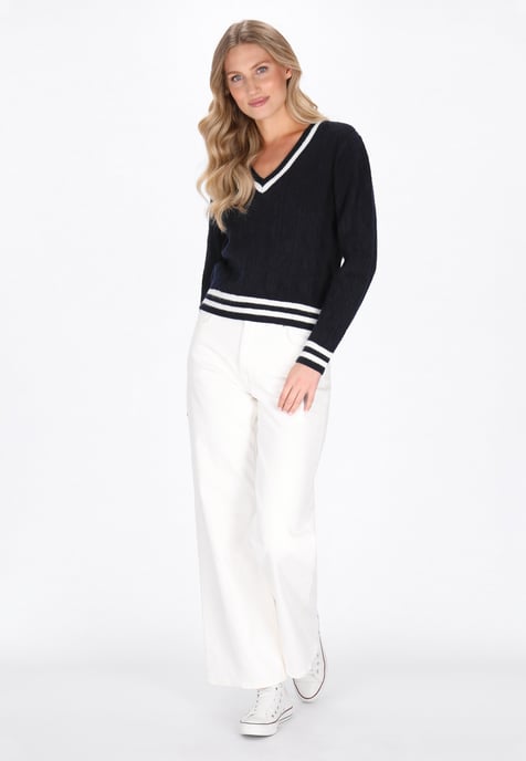 Dreimaster Pullover Frauen marineblau cremeweiß - Image 2
