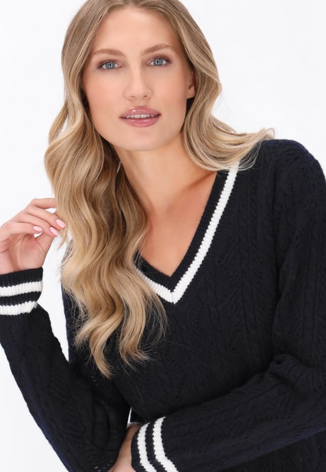 Dreimaster Pullover Frauen marineblau cremeweiß - Image 5