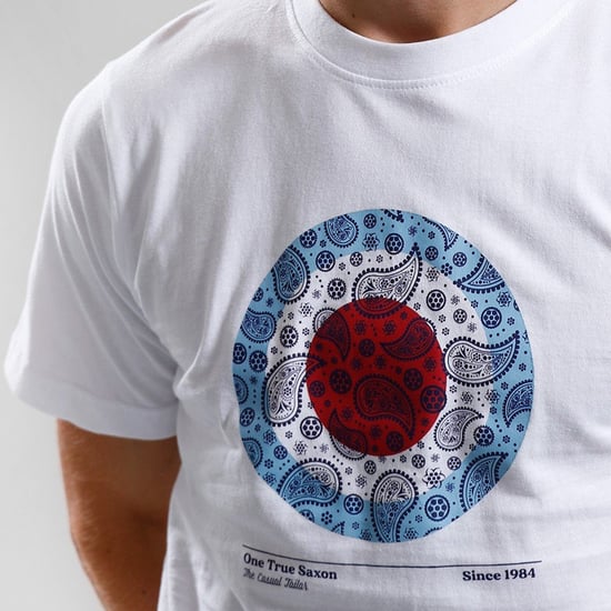 One True Saxon Paisley Herren T-Shirt Weiß - Image 3