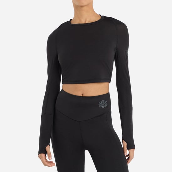 Umbro - "Pro" Kurzes Top für Damen - Training Langärmlig (Schwarz) - Image 1