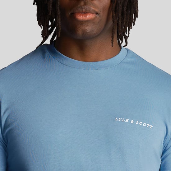 Lyle Scott gesticktes Logo Riveria Blue T-Shirt - Image 4