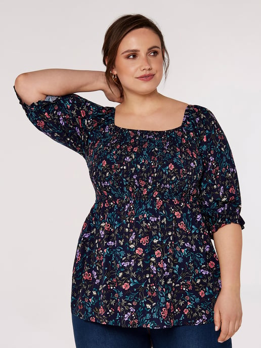 Apricot Floral Milkmaid Top - Image 3
