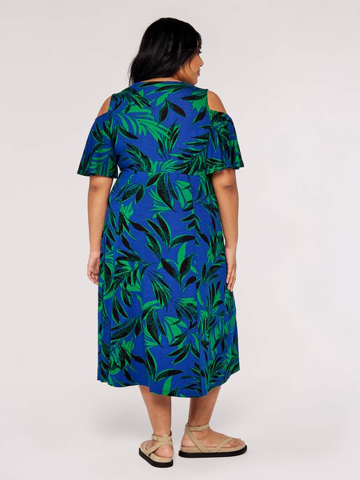 Apricot Tropical Palm Midikleid - Image 5