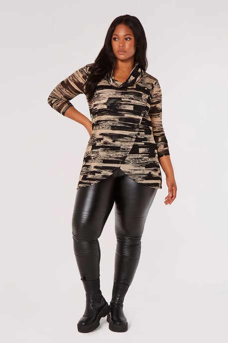 Apricot Lederlook Biker Leggings - Image 5