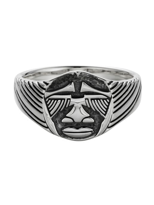 cai Ring 925/- Sterling Silber oxidiert Maske Afrika - Image 1