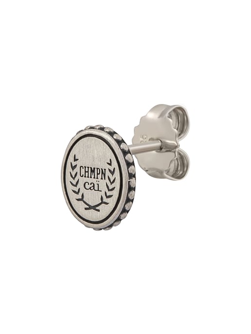 cai Single Ohrstecker 925/-Sterling Silber satiniert oxodiert Champion Wappen - Image 3