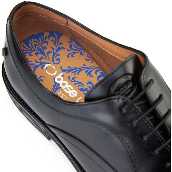 Base London Revers-Leder Herren Schwarz Oxford Schuhe - Image 6