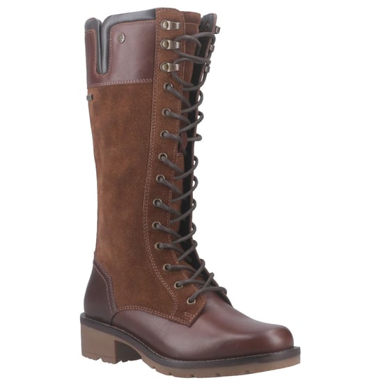 Hunter Skye Hohe Lederstiefel Damen Braune Stiefel - Image 1