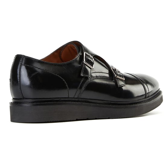 Base London Knight Herrenschuhe Aus Schwarzem Leder Mit Doppeltem Monk Riemen - Image 2