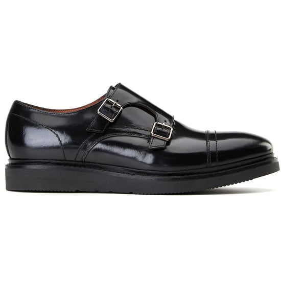 Base London Knight Herrenschuhe Aus Schwarzem Leder Mit Doppeltem Monk Riemen - Image 5