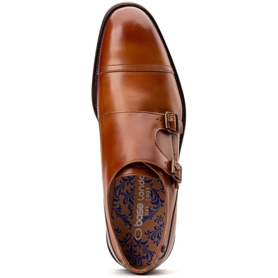 Base London Taper Leder Herren Tan Doppel-Monk-Schuhe - Image 4