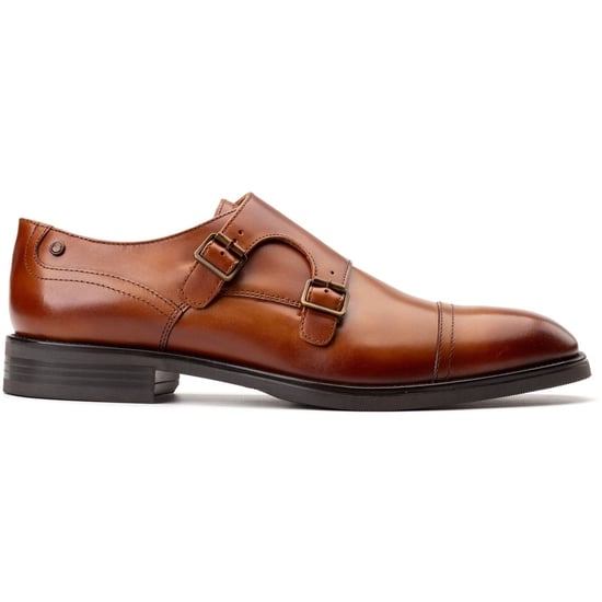 Base London Taper Leder Herren Tan Doppel-Monk-Schuhe - Image 5