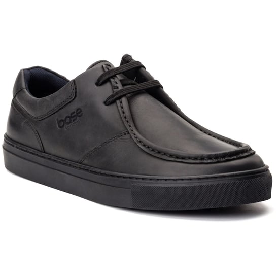 Base London Dalston Leder Herren Schwarz Mokassin Schuhe - Image 1