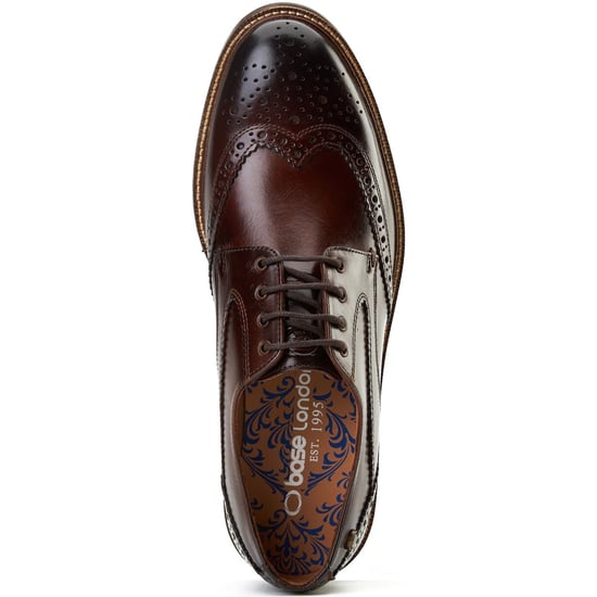 Base London York Lederschuhe Für Männer In Verbranntem Braun Mit Brogue Muster - Image 4