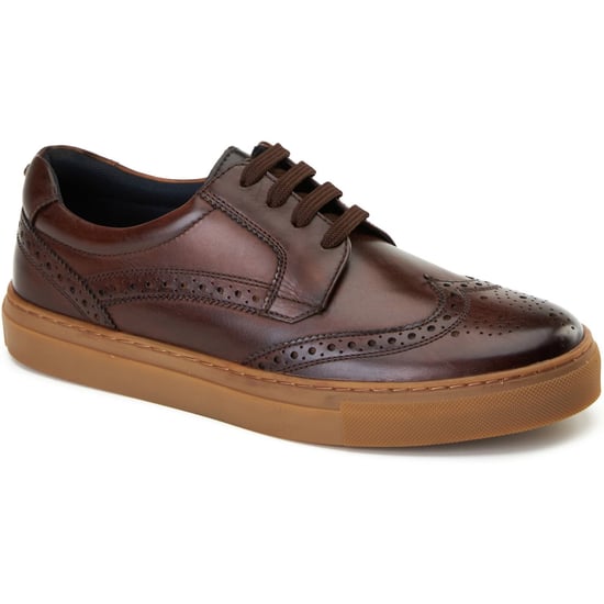 Base London Clapton Lederschuhe Für Männer In Verbranntem Braun Mit Brogue Muster - Image 1