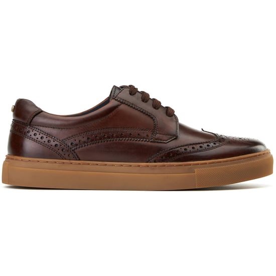 Base London Clapton Lederschuhe Für Männer In Verbranntem Braun Mit Brogue Muster - Image 5
