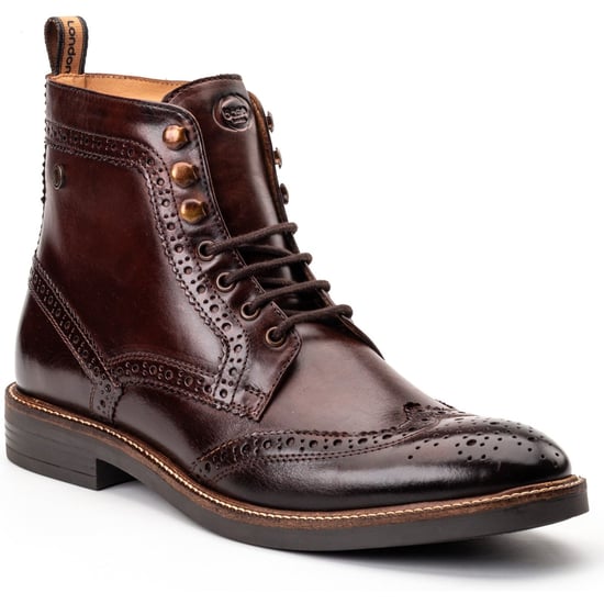 Base London Bristol Lederschuhe Für Männer In Verbranntem Braun Mit Brogue Muster - Image 1